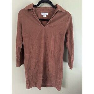 Velvet By Graham & Spencer Brown Corduroy Dress Sz XS Collared Pockets‎ Mini